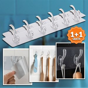 Flexibilný samolepiaci vešiak so 6 háčikmi (1 + 1 ZDARMA) | HEXHOOK