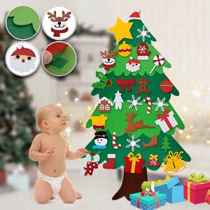 Plstený vianočný stromček s ozdobami | FELTPINETREE